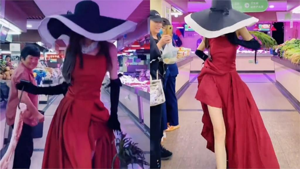 中國大陸掀起一股「菜媛」風潮，網紅把菜市場當拍片場地。（擷自微博）