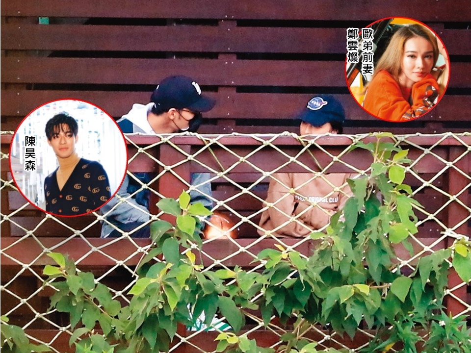 10/30 騎乘一段後，鄭雲燦（右）和陳昊森（左）兩人在早餐店後方步道聊天。