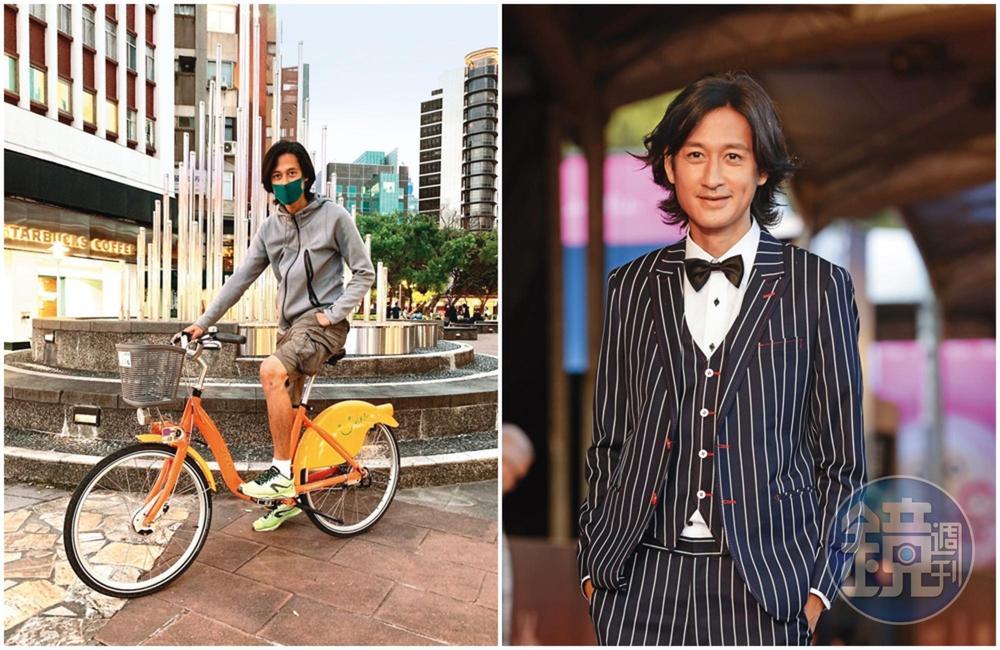 唐治平今年入圍金鐘獎,但現實生活中卻沒那麼風光,每個月被3萬元債務追著跑。為了節省交通費,唐治平在台北市區也時常靠UBike通勤。(左圖為讀者提供)