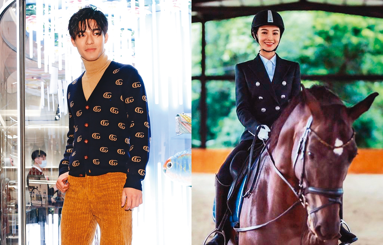 過去陳昊森（左）曾自曝男生與女生他都喜歡，而鄭雲燦（右）除了玩重機還騎馬，品位跟檔次都算高端。（左圖本刊資料照、右圖翻攝自鄭雲燦IG）