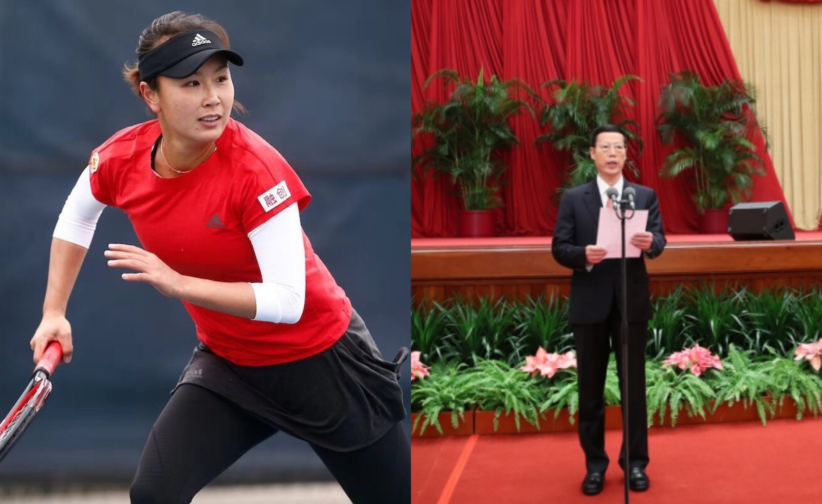 彭帥（左）在微博大爆料，自己和中共前高官張高麗（右）的不倫戀情。（翻攝自彭帥微博／中國國務院）