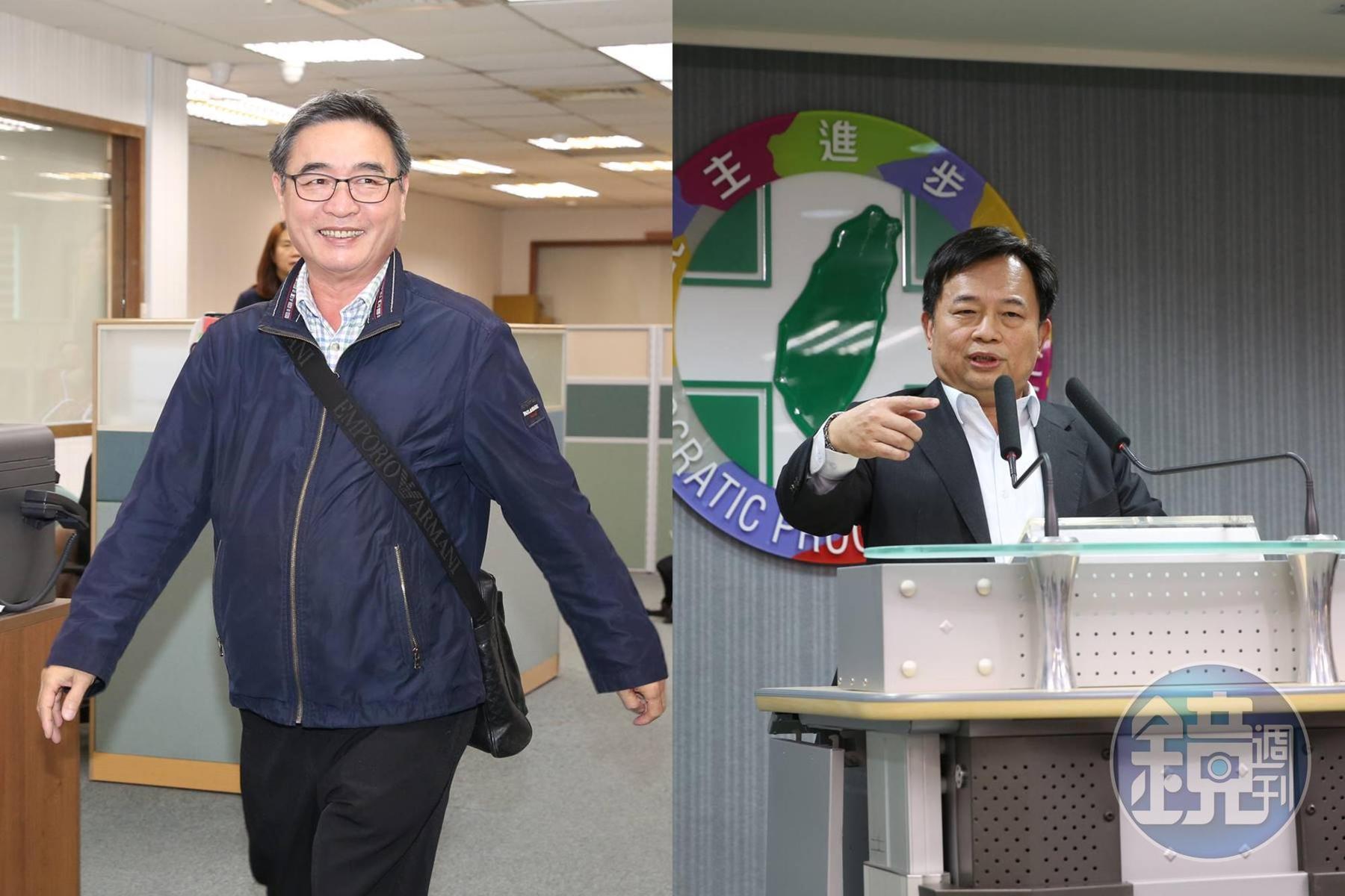 民進黨中執會今通過「2022年直轄市長暨縣市長提名特別條例」草案，不過中常委陳茂松（左）拒絕出席執會背書，更公開大罵黨祕書長林錫耀（右）「王八蛋」。（本刊資料照）