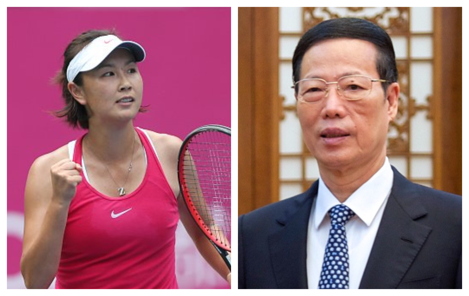 彭帥（左圖）日前驚爆遭張高麗誘姦。（翻攝WTA推特、 Byron Wan推特）