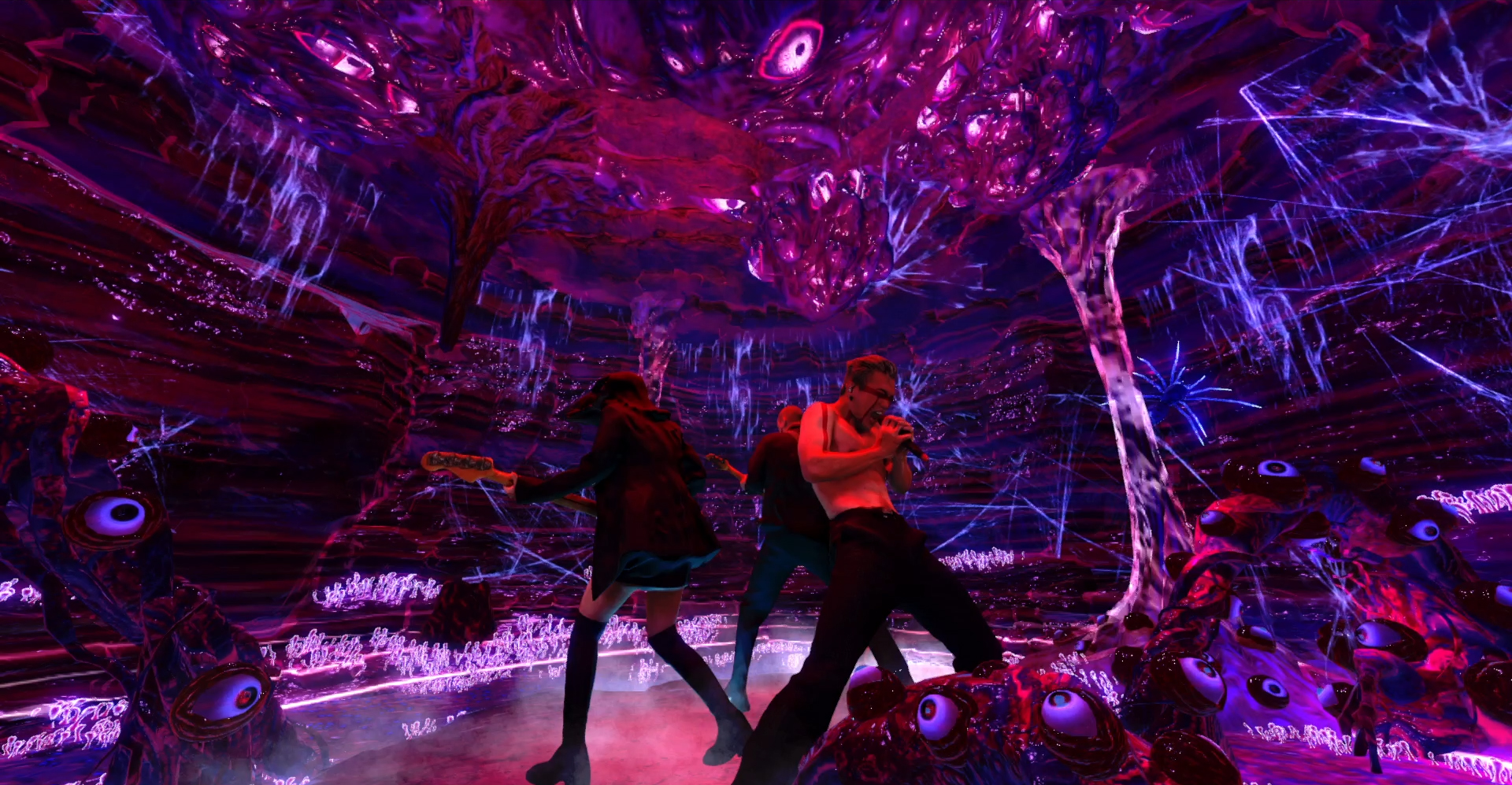 美秀集團PC版全息演唱會封測專場「屍王疆域」場景。（​​HTC VIVE ORIGINALS提供）