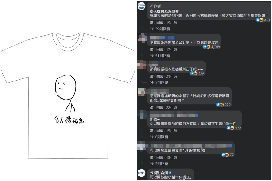 台大機械新一屆系服意外爆紅，引起網友熱烈回響。（翻攝自臺大機械系系學會臉書）