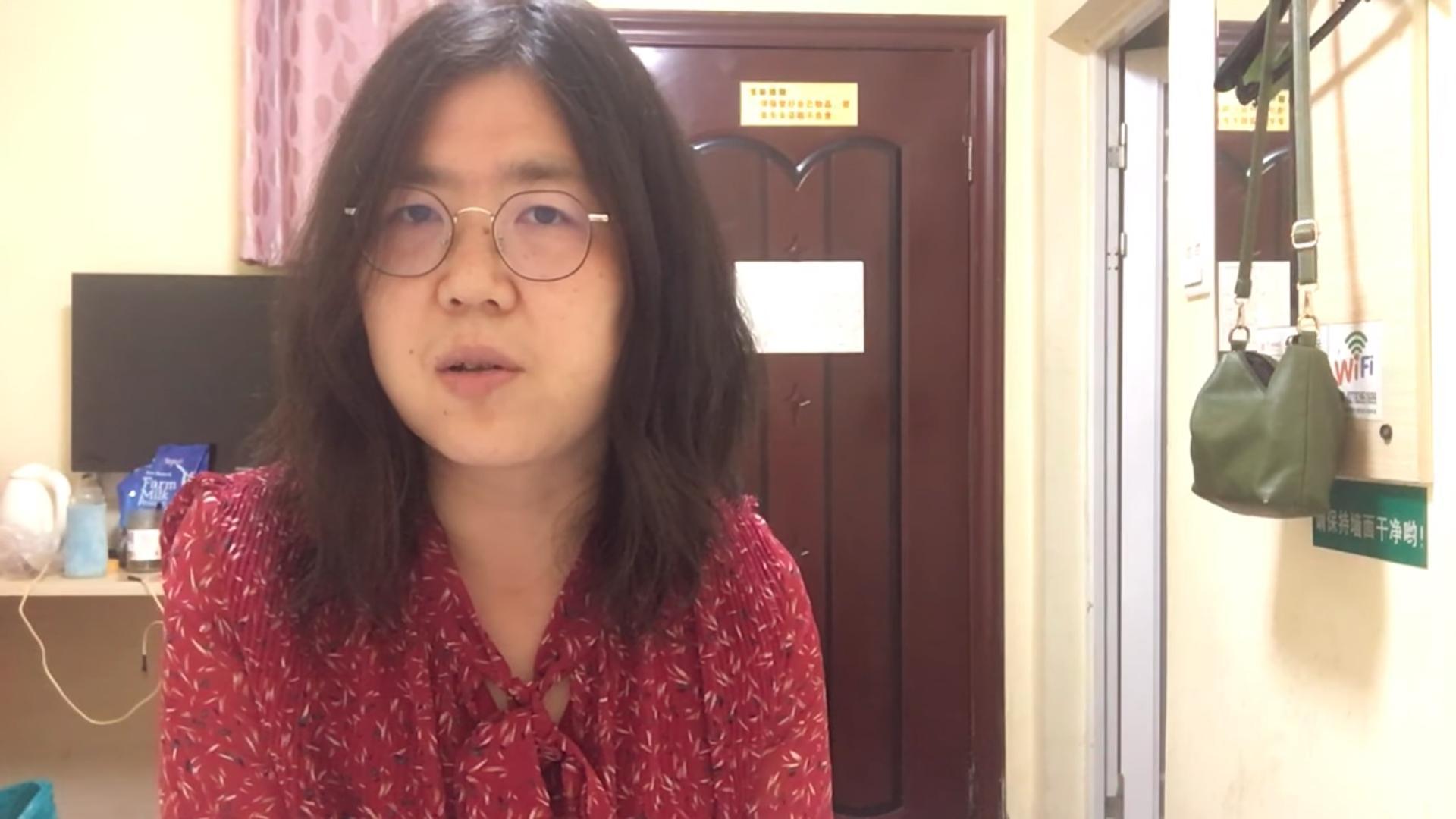 公民記者張展因深入武漢紀錄疫情，被以「尋釁滋事罪」判處有期徒刑4年。（翻攝自張展YouTube）