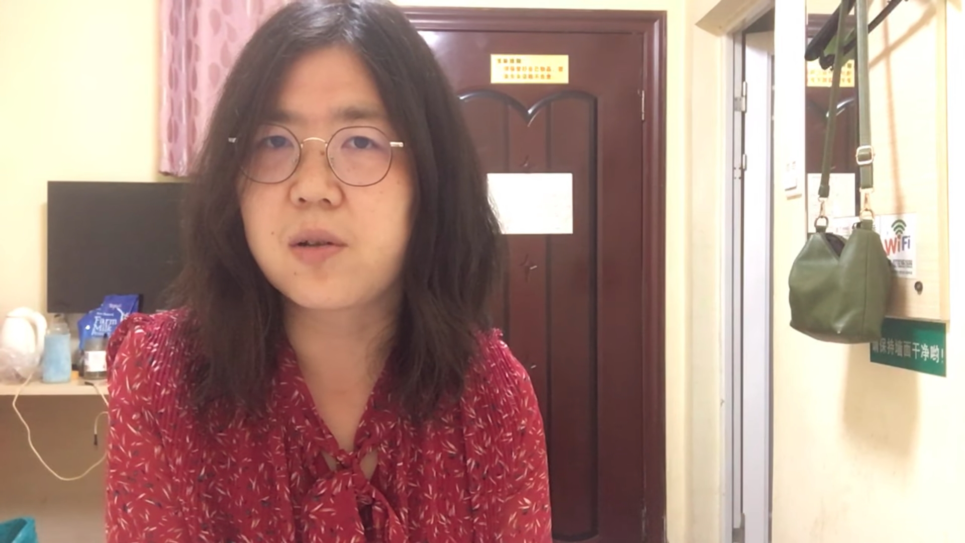 公民記者張展因深入武漢紀錄疫情，被以「尋釁滋事罪」判處有期徒刑4年。（翻攝自張展YouTube）