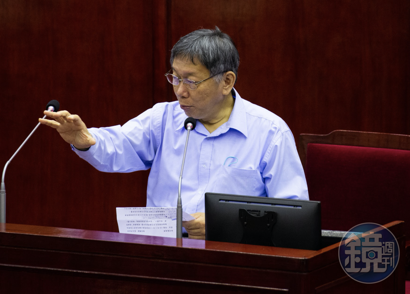 柯文哲今(9)日前往議會接受質詢,表示他還是在罵莊人祥,因他解釋的理由好像認為老百姓很好騙。(資料照)