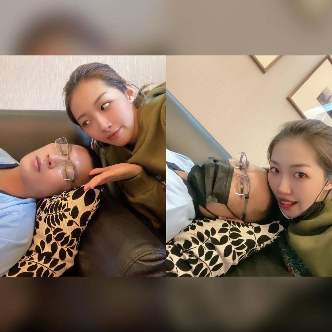 女友歐菈陪伴鳳梨去做健檢，沒想到竟然矮了0.5公分。（翻攝自鳳梨IG）