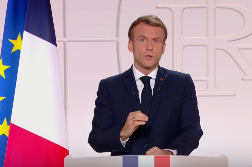 馬克宏週二宣布將重啟法國核子反應爐興建計劃。（翻攝Emmanuel Macron YouTube影片）