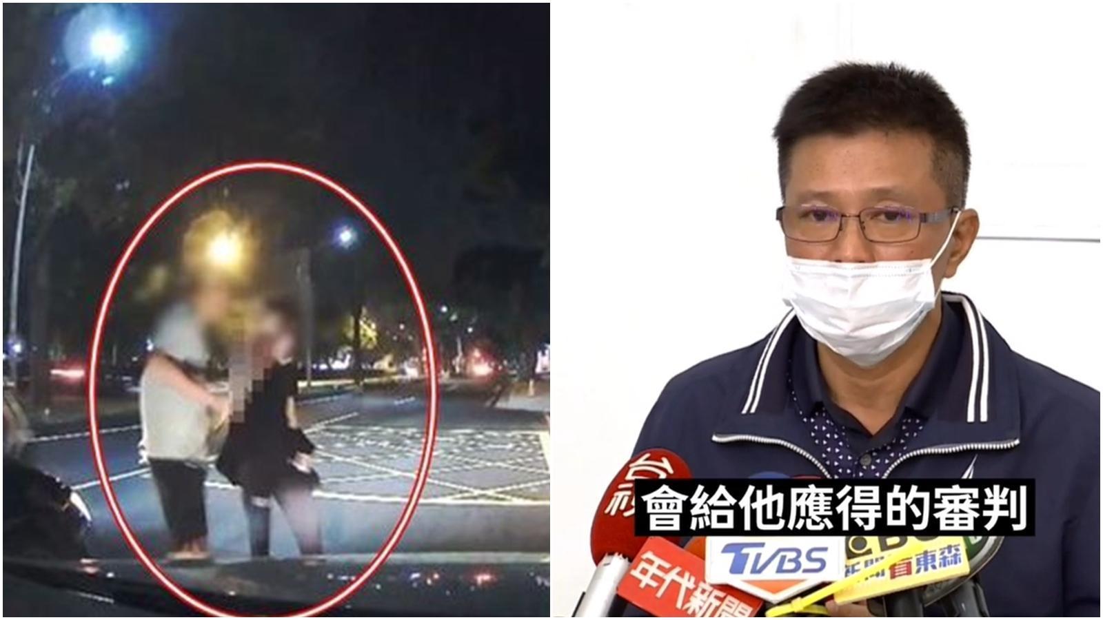 兒子先前就有暴力行為,張父今日被問及類似問題時兩度沉默;左圖為宋男遭拉下車毆打。(翻攝自鏡新聞畫面、翻攝畫面)