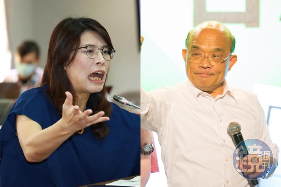 行政院長蘇貞昌（右）曾因在備質詢時反批鄭麗文（左）「袂見笑」遭指是侮辱女性。（本刊資料照）