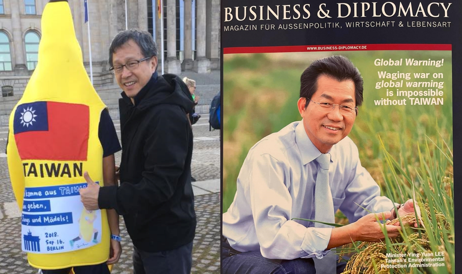 駐德代表謝志偉(左)在臉書發文哀悼癌逝好友李應元(右)。(翻攝自謝志偉臉書)