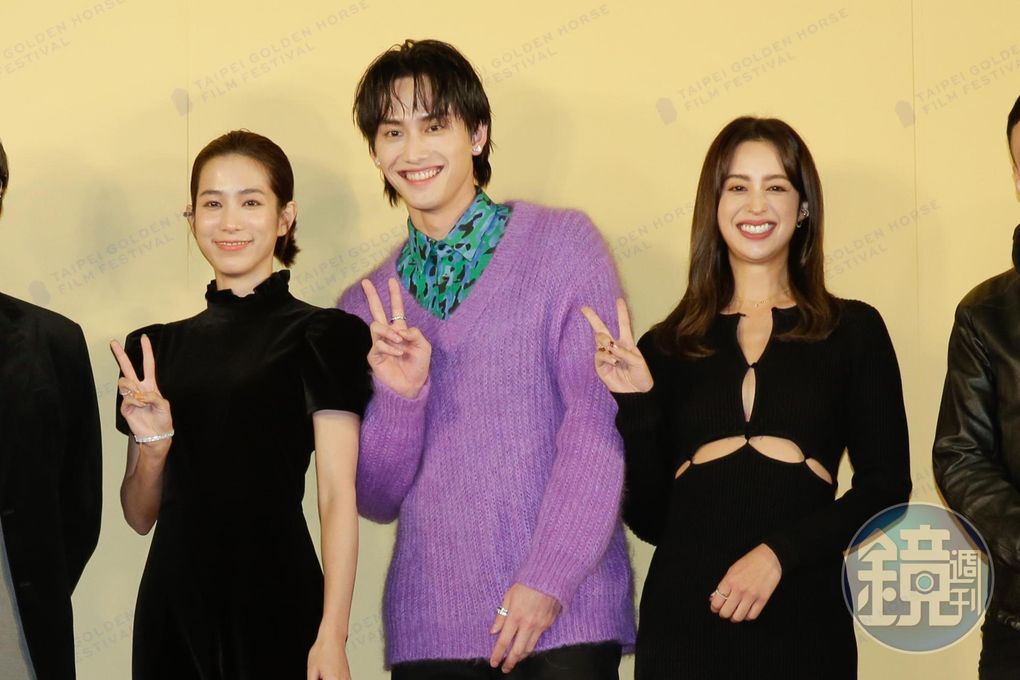 温貞菱、 范少勳、莫允雯(左起)在片中有令人臉紅心跳的親密戲,3人也都為片中角色前往實習。