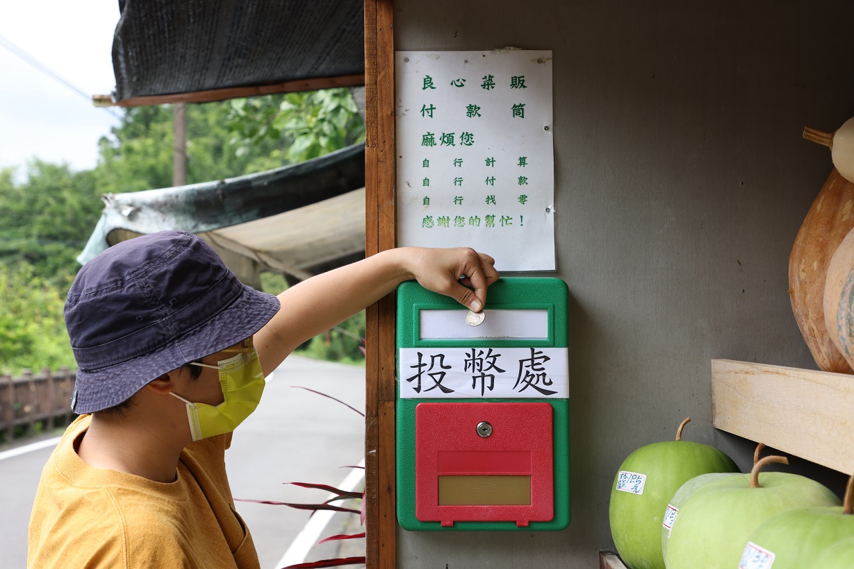 自己找到投幣孔投錢。