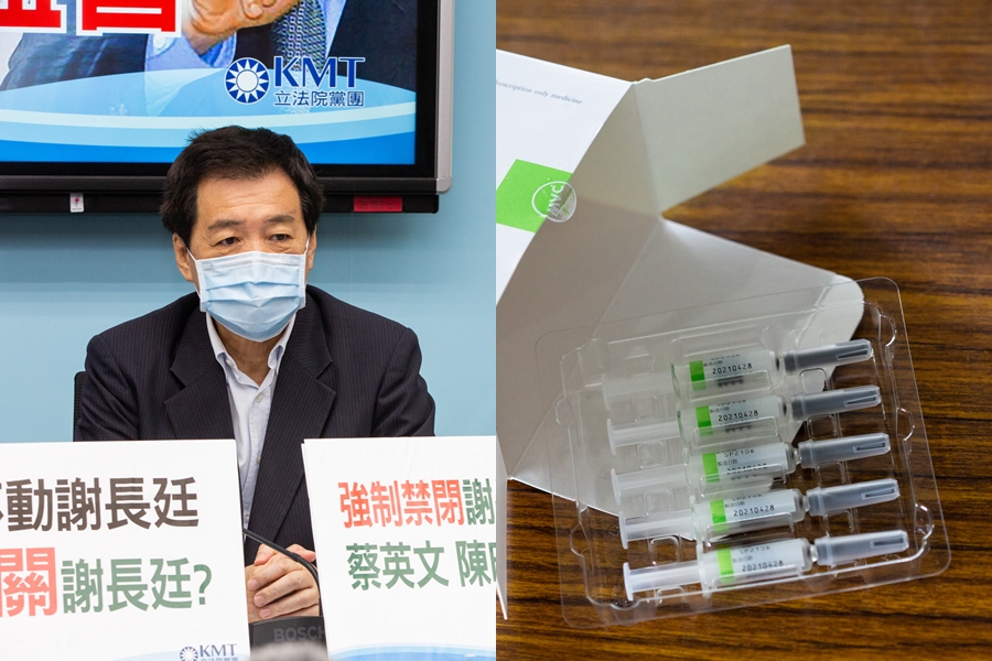 國民黨團今日召開記者會質疑高端疫苗有效期限被延長，總召費鴻泰（左圖）更批評高端疫苗是「違法程序，陳時中無法無天」。（本刊資料照）