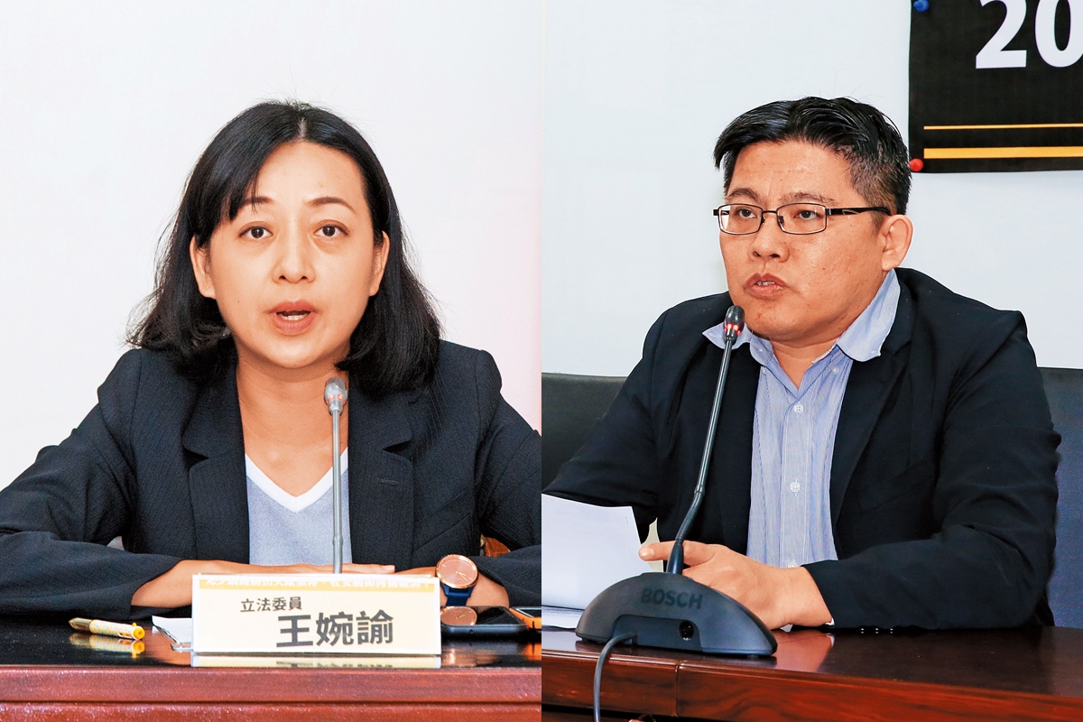 王婉諭（左）與邱顯智（右）對藻礁公投的看法與時力黨中央出現分歧。