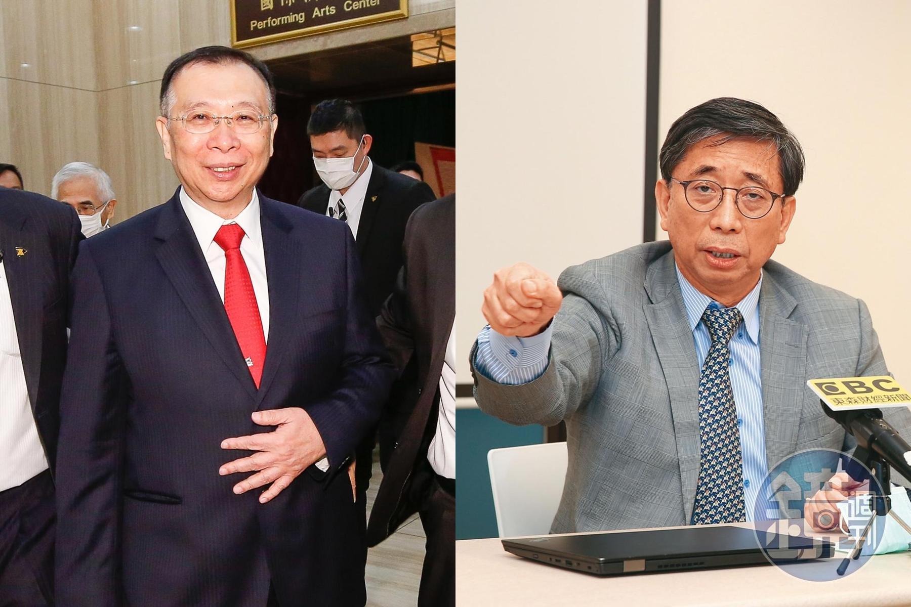 台鋼集團會長謝裕民(左)是光洋科大股東,他覺得被公司派董座馬堅勇突襲。光洋科董座馬堅勇(右)則說,他才是正牌董事長。