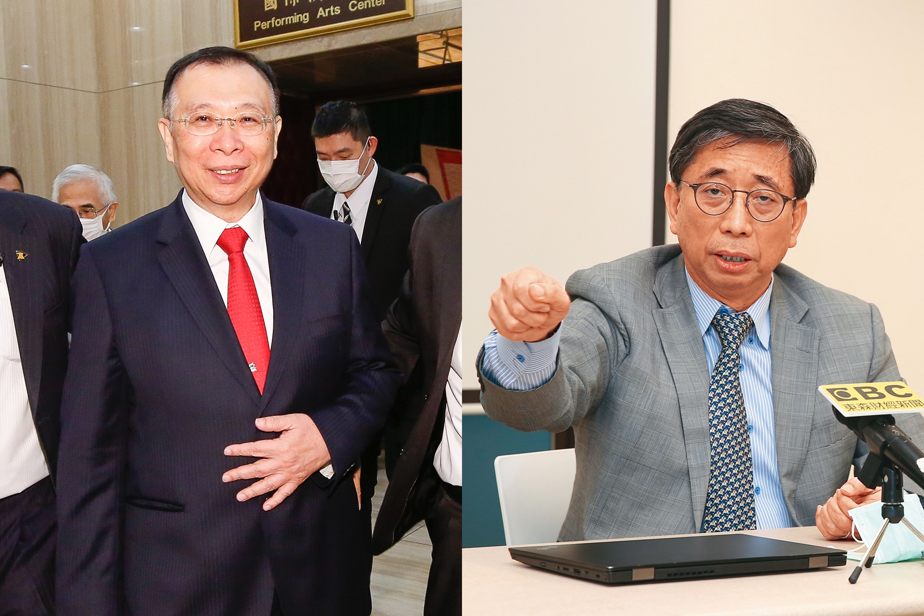 台鋼集團會長謝裕民（左）是光洋科大股東，他覺得被公司派董座馬堅勇突襲。光洋科董座馬堅勇（右）則說，他才是正牌董事長。