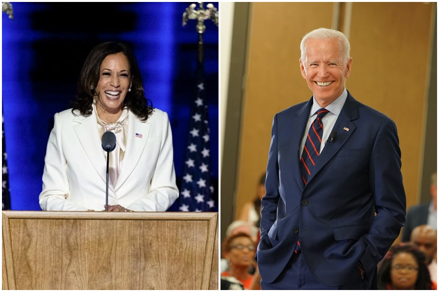 CNN訪問了數十位賀錦麗（左）身邊的人，發現賀錦麗在白宮已遭到「邊緣化」，政治生涯岌岌可危。（左圖翻攝自賀錦麗推特、右圖翻攝自拜登臉書）