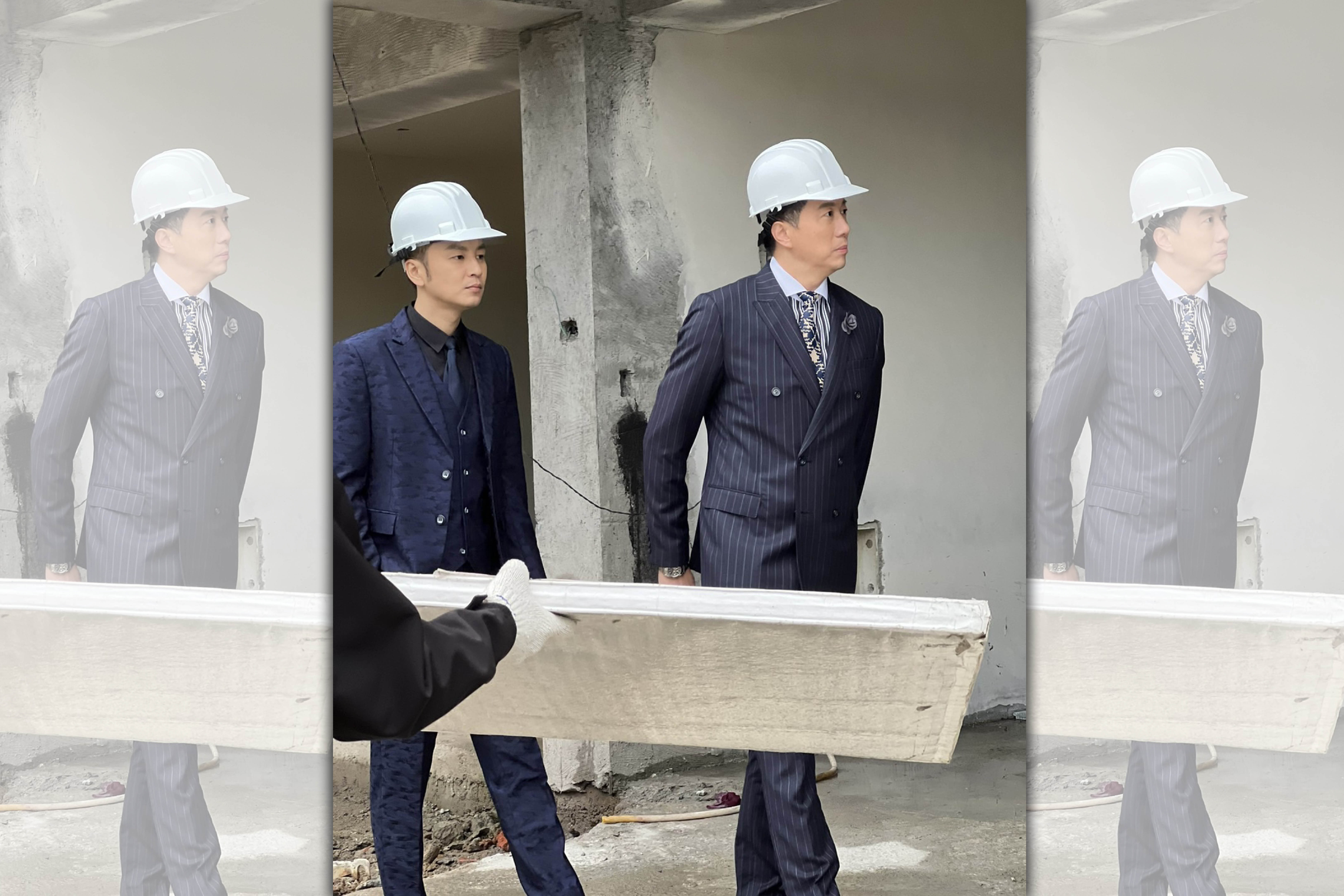 《黃金歲月》吳皓昇跟張書偉在劇中經營娛樂事業，出場都穿西裝套裝，超級搶眼。（民視提供）