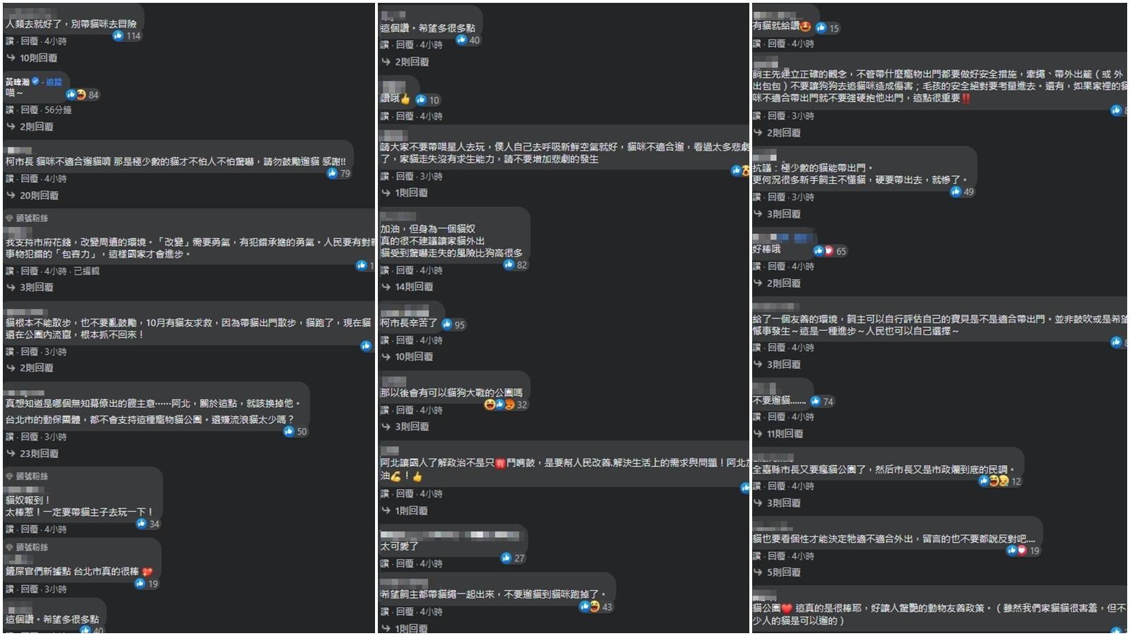 有不少網友認為，貓咪不適合遛貓。（翻攝自柯文哲臉書）