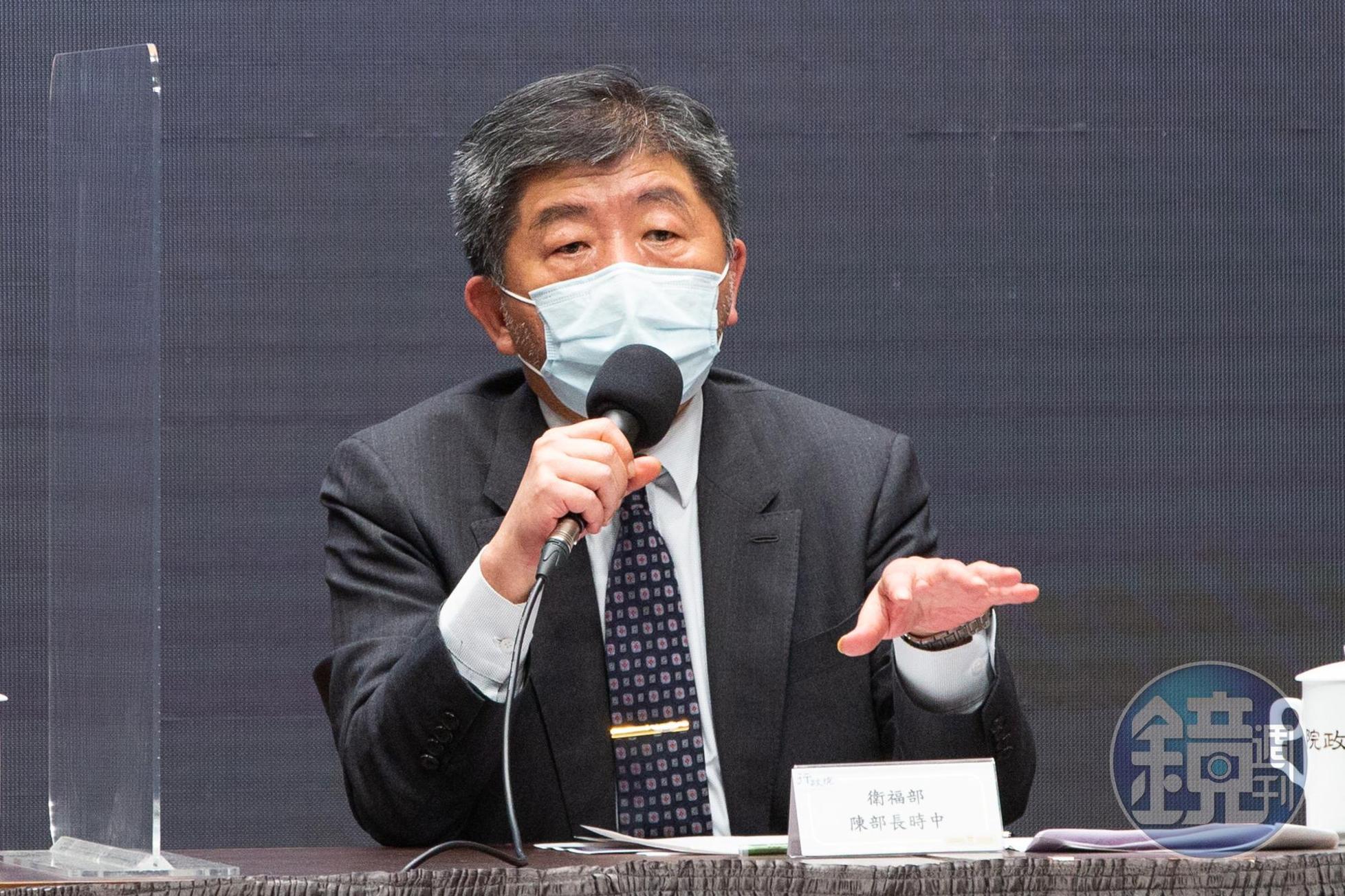衛福部長陳時中今(17日)出席立法院衛環委員會前受訪表示,相關內容今天、明(18日)天會確定。(資料照)