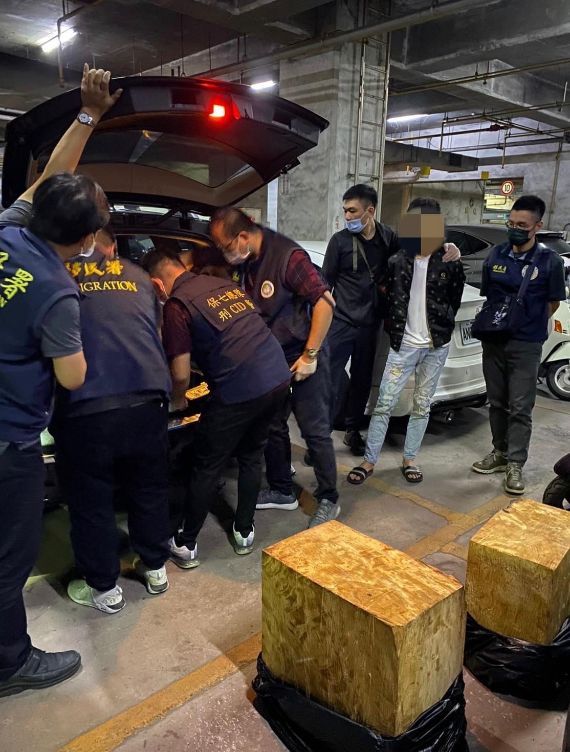 警方起出大批盜伐的扁柏贓木，市價約200萬元。（保七總隊提供）