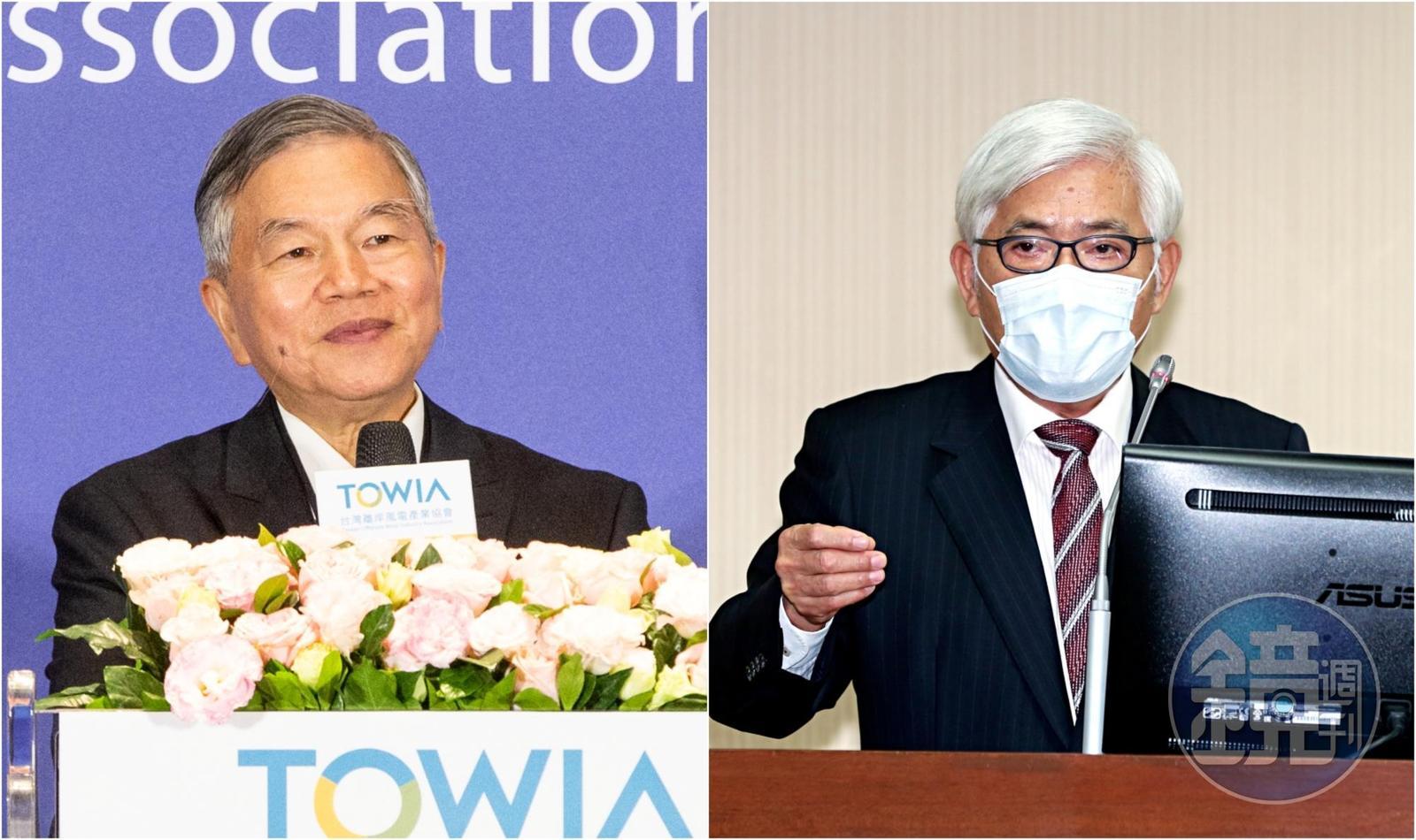 行政院副院長沈榮津（左）被質疑宣傳公投違反行政中立，中選會主委李進勇（右）解釋，政府是公投案的當事人。（本刊資料照）