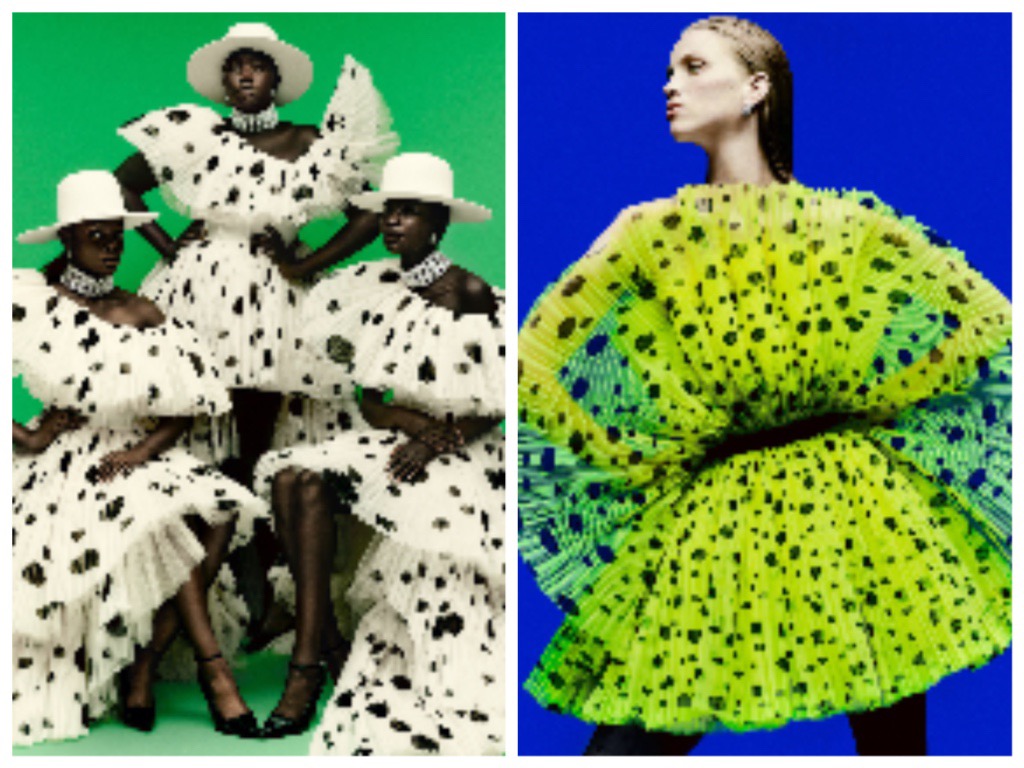 豐盈感薄紗洋裝。NT$14,999。（左）薄紗短洋裝。NT$7,999（右）