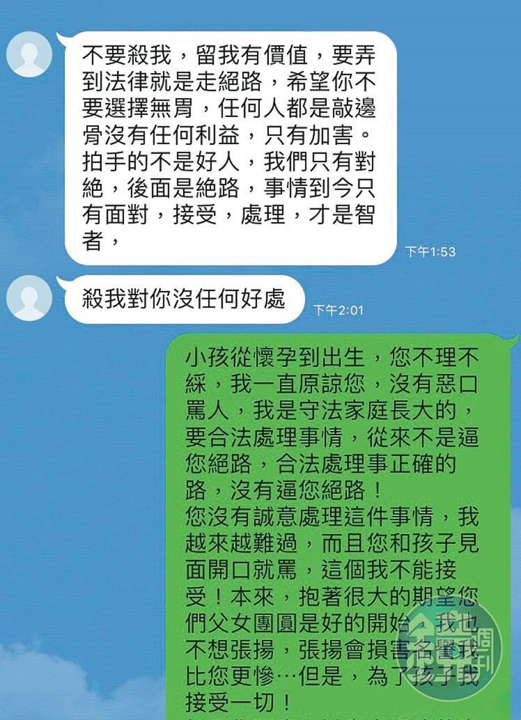 黃文程與A小姐針鋒相對，互控對方不是。（讀者提供）