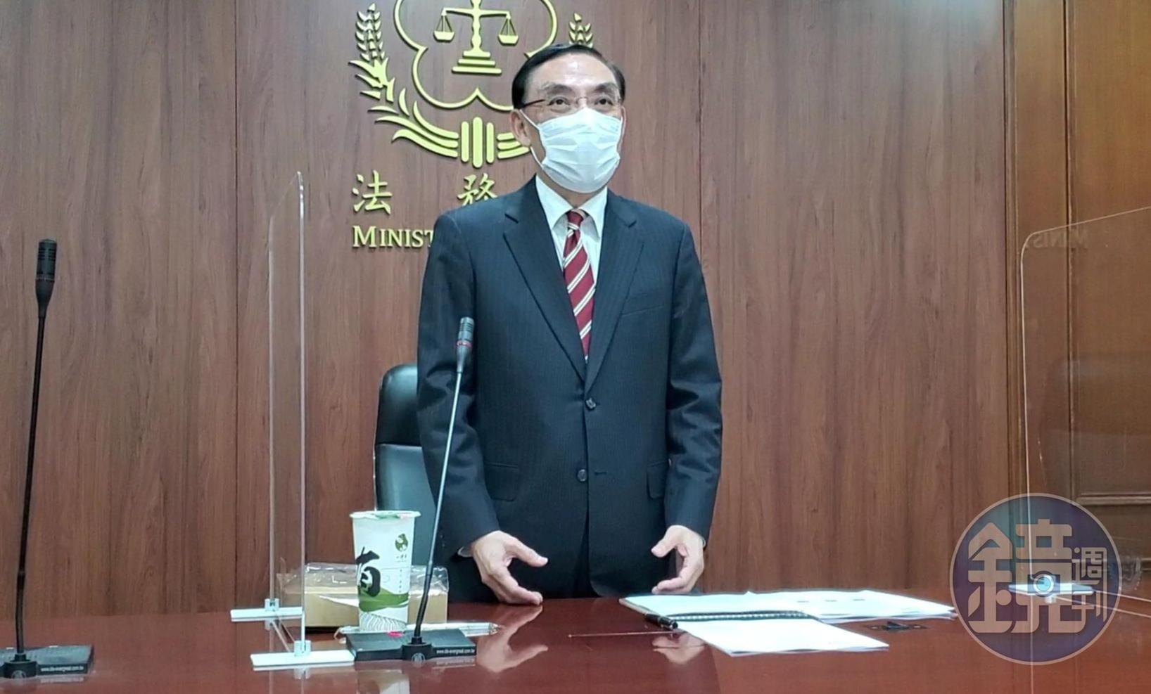 法務部長蔡清祥表示,他鼓勵同仁應本於「在民眾的需要上,看見自己的責任」精神,推展各項業務。
