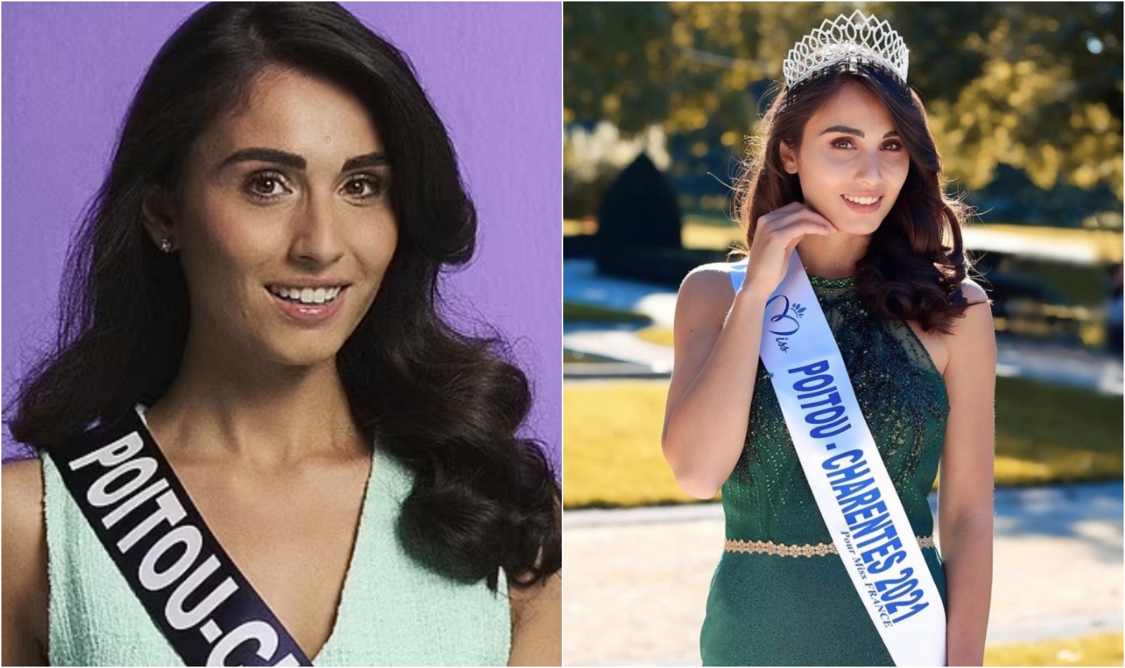 多名法國小姐決賽參賽者被點名，官方照片和社群照片差很大。圖為Lolita Ferrari，左為官方照，右翻攝自Instagram。