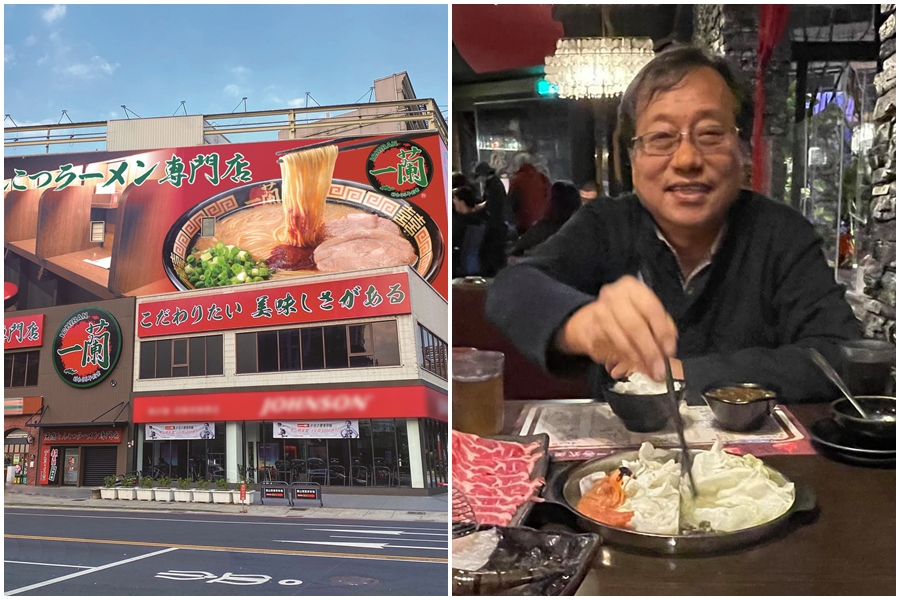 李來希看不慣台中人排隊搶吃「一蘭拉麵」，在臉書發文感嘆「台灣人生病了，排隊搞半天，破財又傷身」。（翻攝一蘭拉麵官網、李來希臉書）