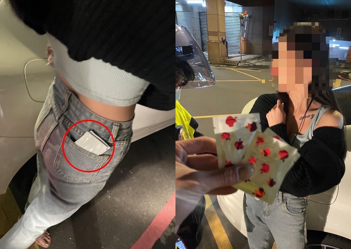 JKF女模賈曈曈遭報失蹤人口,違停遇員警攔檢下車,竟在其右後口袋起出毒咖啡遭送辦。(讀者提供)