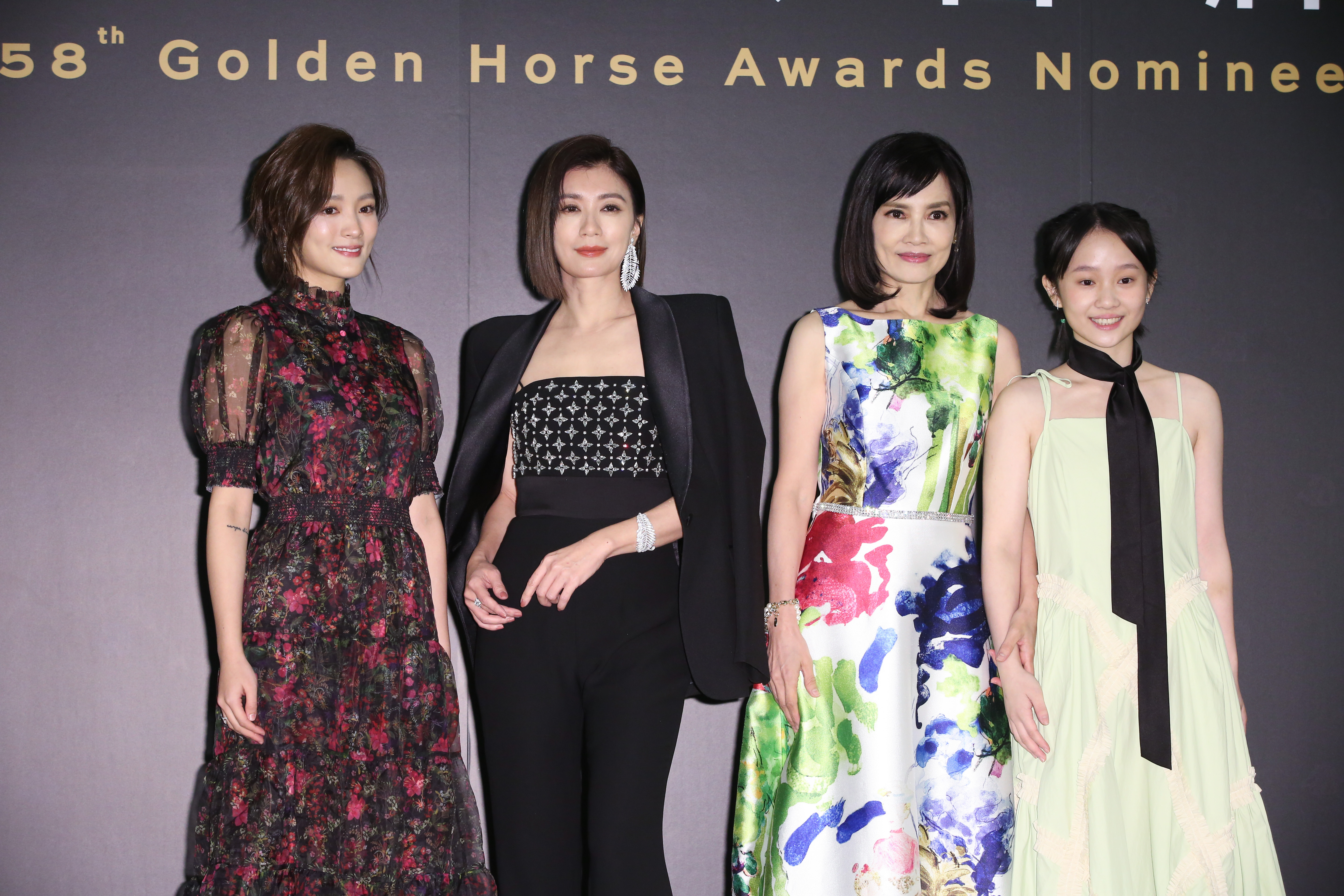 出席入圍酒會的4位準影后，王淨（左起）、賈靜雯、陳湘琪、方郁婷。