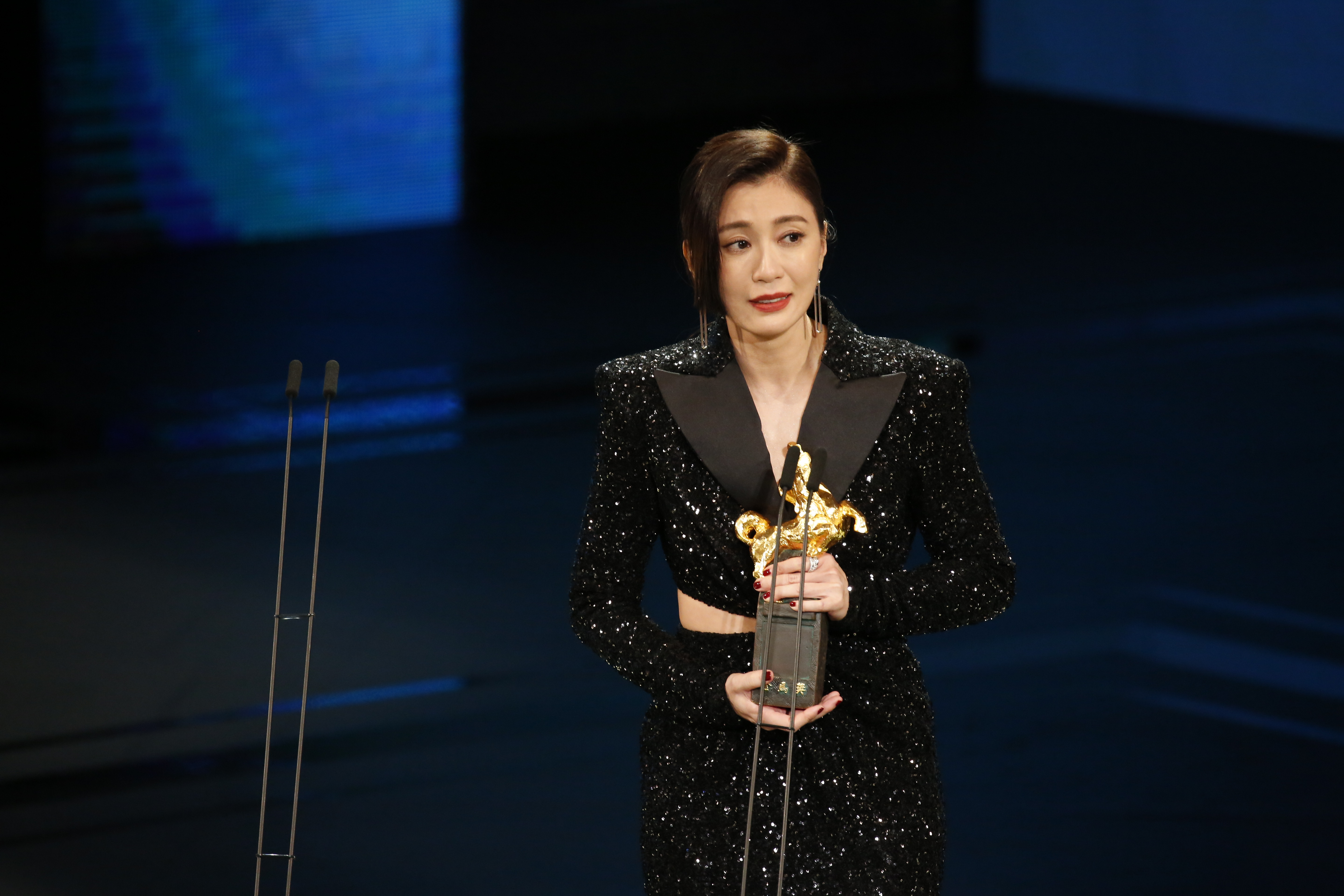 賈靜雯再度締造「提一中一」的高難度100%命中率，擊敗兩位前金馬影后林嘉欣及陳湘琪，順利集郵金鐘、金馬雙后。