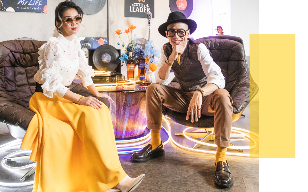 「?te」（左）和呂士軒（右）合作，力邀年輕世代拋開既有觀點，一起做自己、玩出新意。（仕高利達提供）