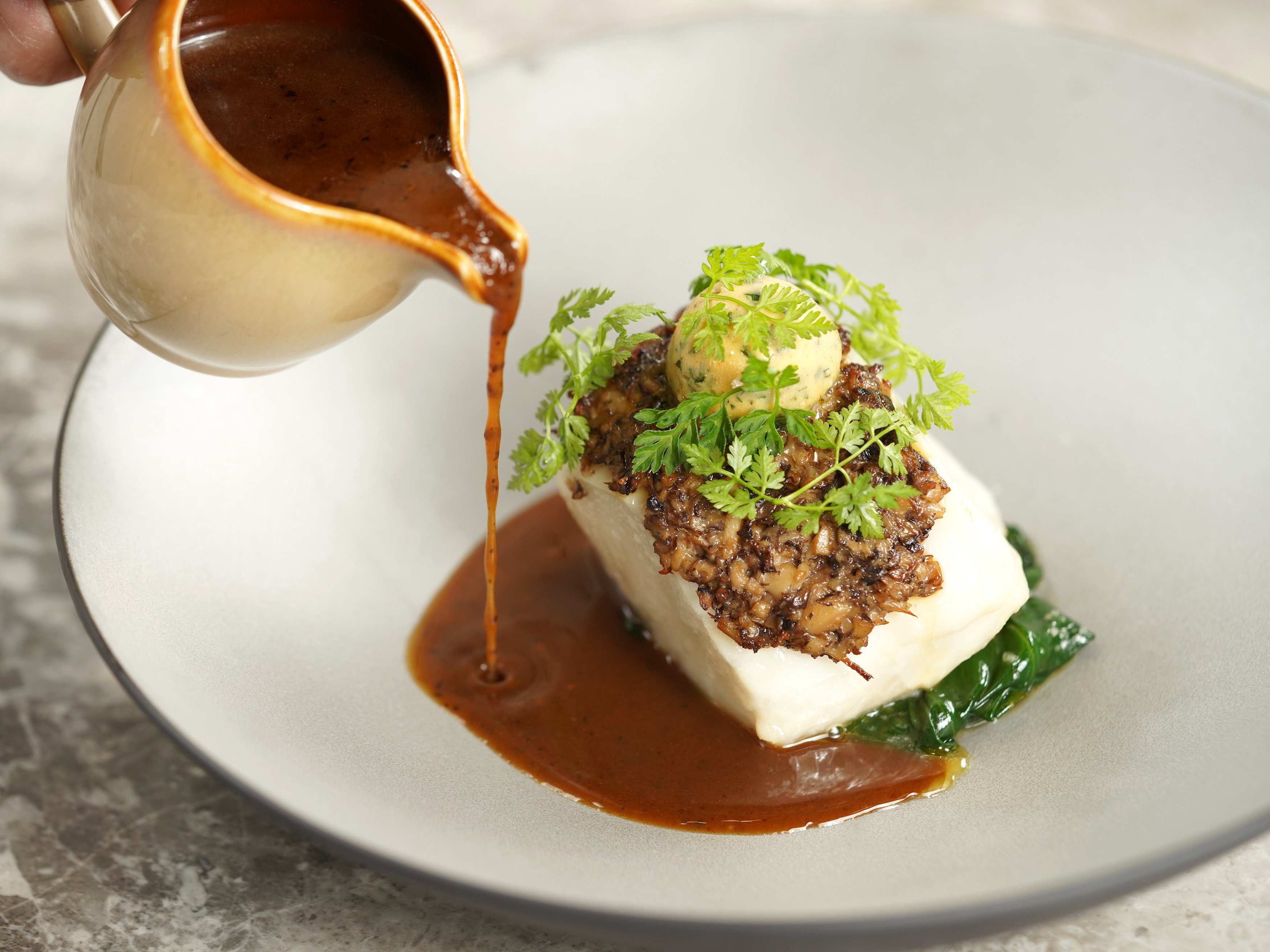 米其林餐盤推薦餐廳「L先生義法餐廳」今秋菜單以海鮮為主打。（Monsieur L提供）