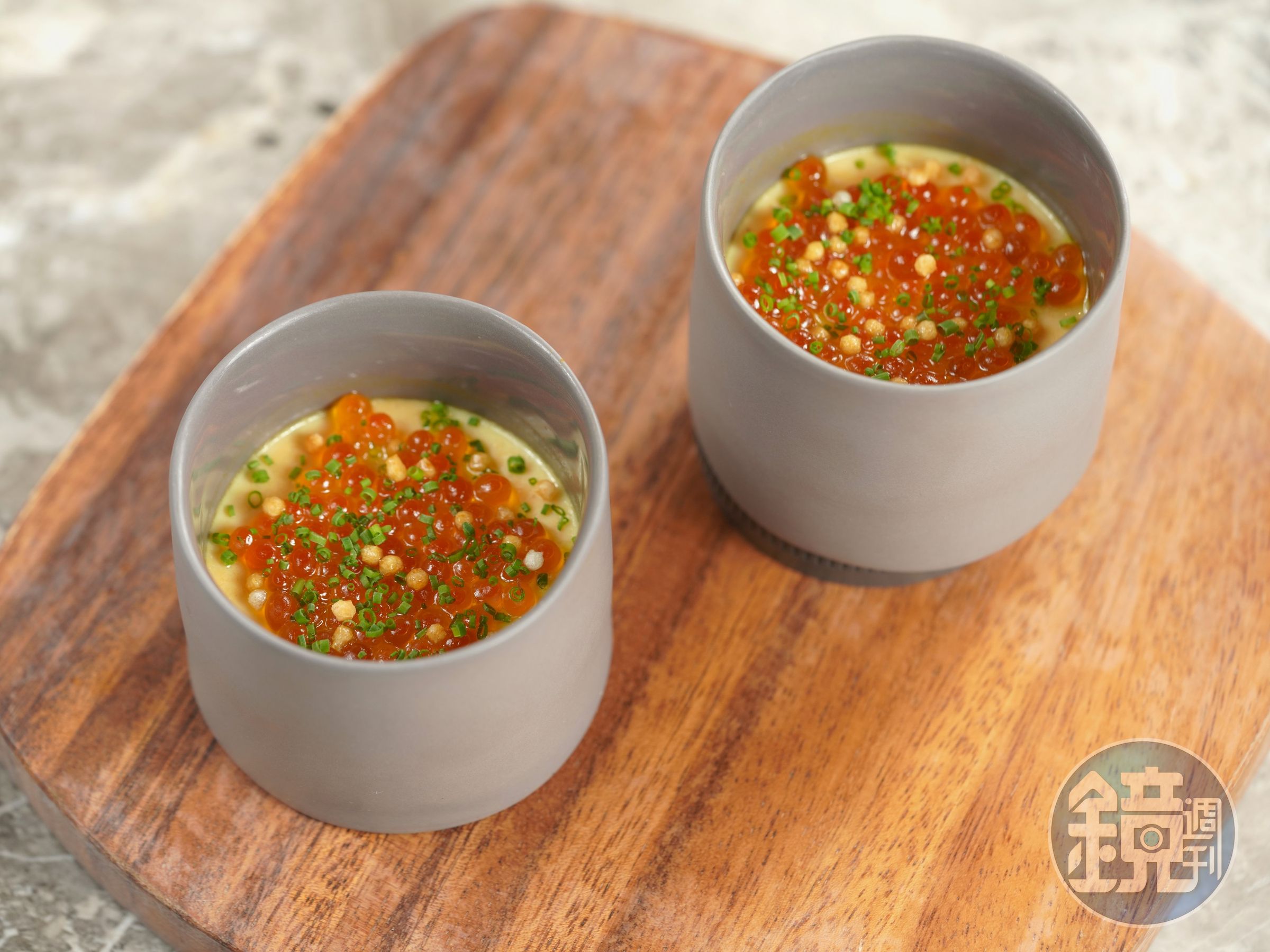 「鮭魚卵南瓜茶碗蒸」香甜暖胃。（Monsieur L提供）
