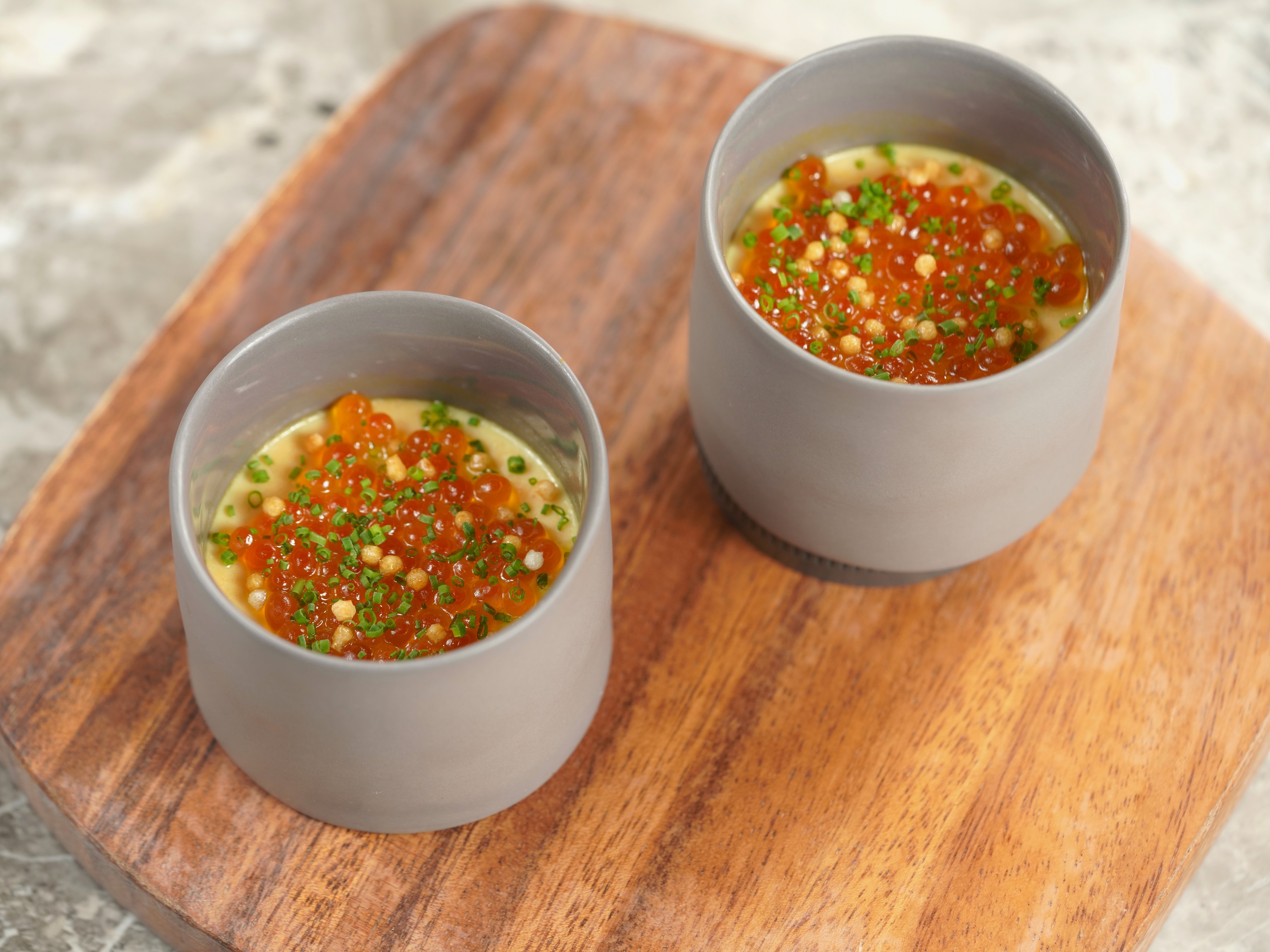 「鮭魚卵南瓜茶碗蒸」香甜暖胃。（Monsieur L提供）