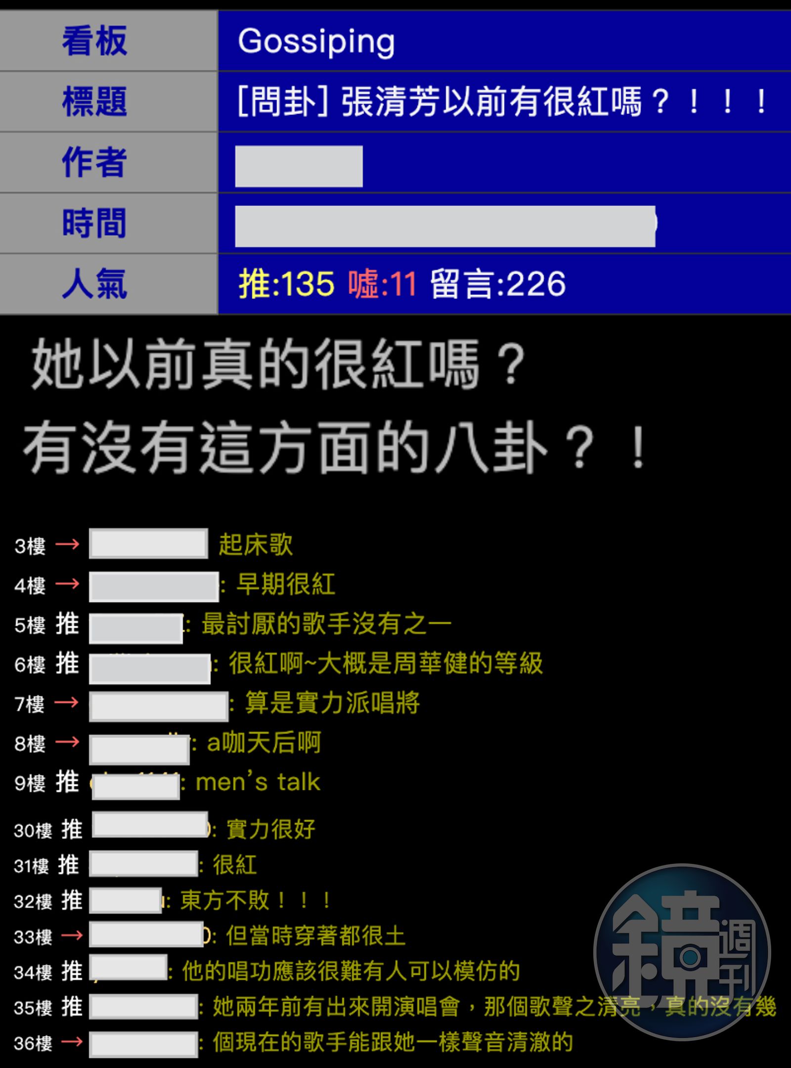 PTT問卦「張清芳很紅嗎」 他神回「黑人牙膏同等級」逼哭人- 鏡週刊Mirror Media