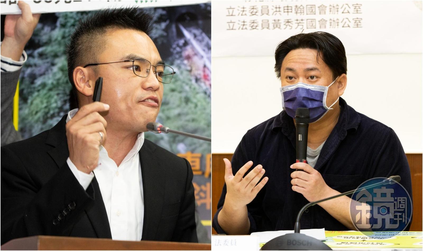 洪孟楷(左)被點名違反自主健康管理規定,隔空槓上洪申翰(右)。(本刊資料照)