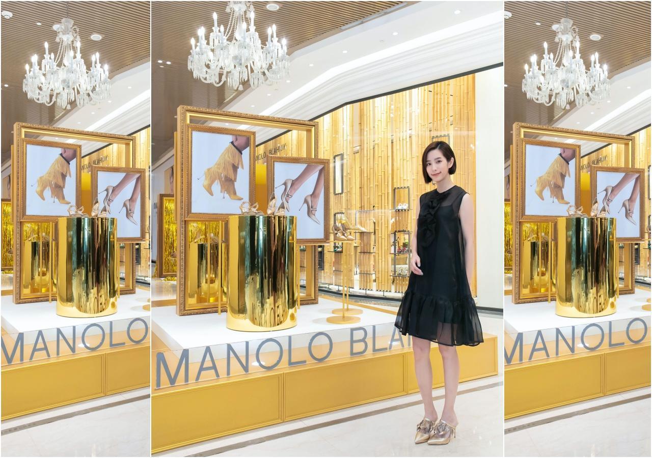 温貞菱出席MANOLO BLAHNIK 50週年黃金膠囊系列記者會時,透露自己原本是個不會穿高跟鞋的人。(藍鐘提供)