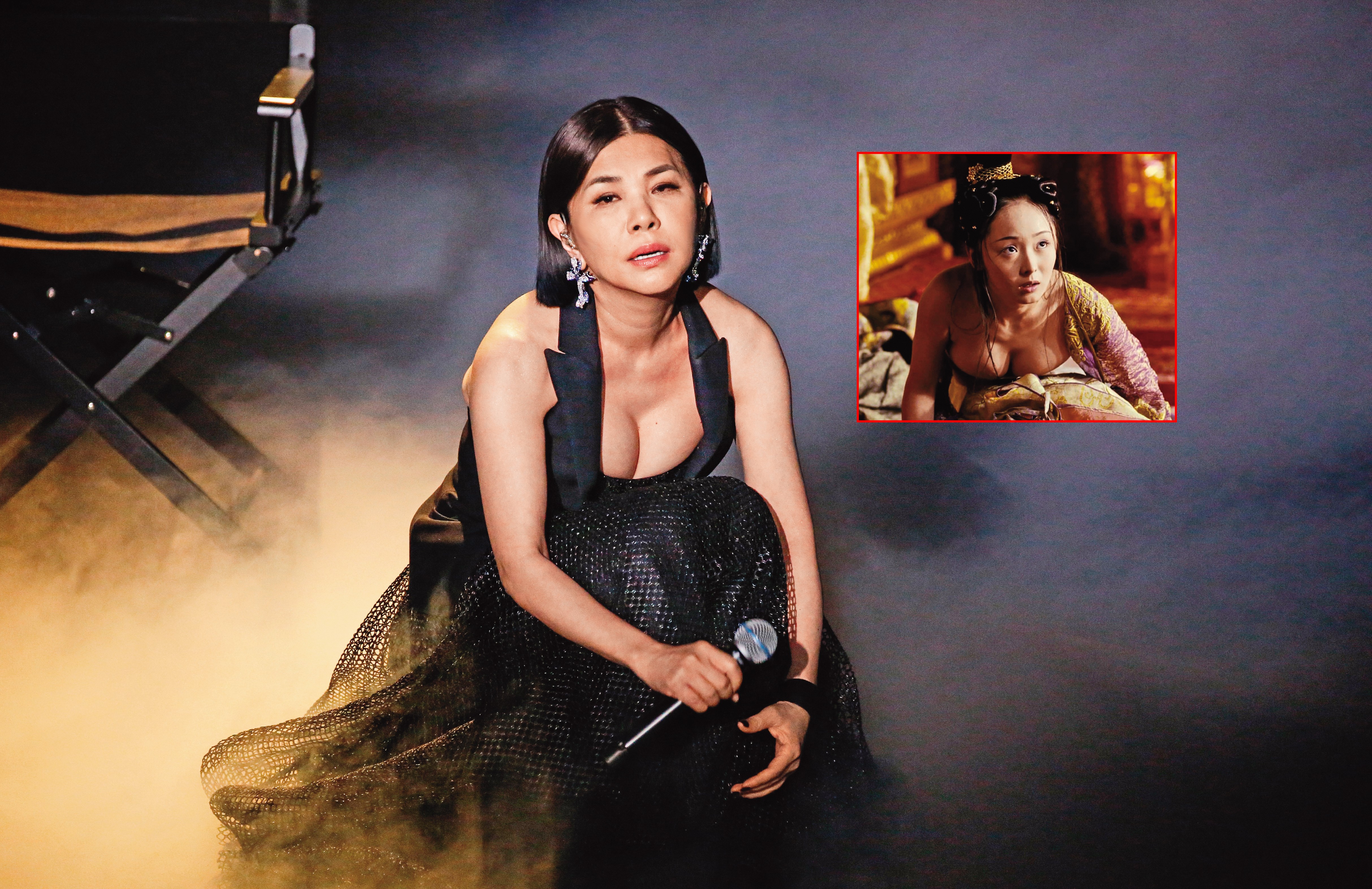 張清芳爆乳出席金馬獎，她不只有金嗓，還有《滿城盡帶黃金甲》的黃金奶。2006年的《滿城盡帶黃金甲》（小圖），展現後唐有容「奶」大的服飾。（翻攝自放送事故ナビ）
