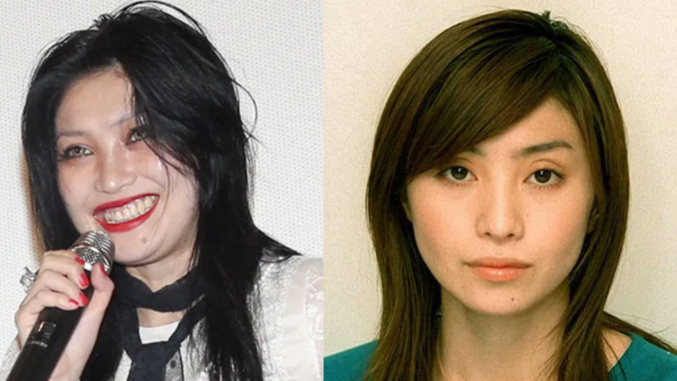 鬼束千尋因踹救護車被捕時，被爆沒有酒味。日媒做了她過去（右）與後來外貌的轉換照片對比。（翻攝DOCOCORE）
