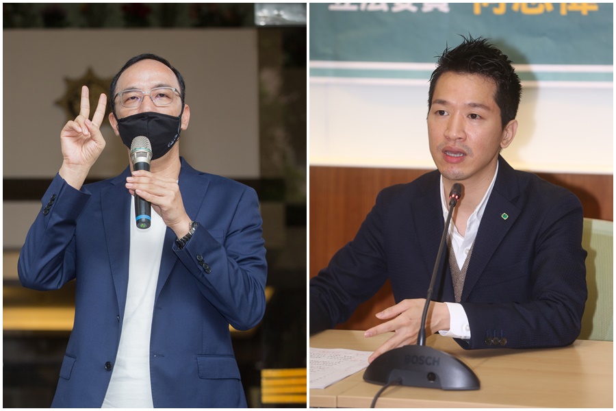 何志偉（右）今天在質詢中大讚陳時中對於家暴認定範圍的理性敘述，話鋒一轉，對朱立倫（左）在當事人傷口上灑鹽「不以為然」。（本刊資料照）