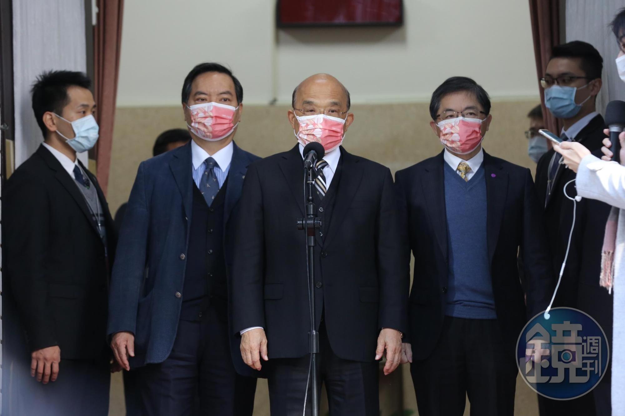 蘇貞昌被問及府院高層早就掌握施暴案時,僅稱已經進入司法偵辦,會依法來查處不法。