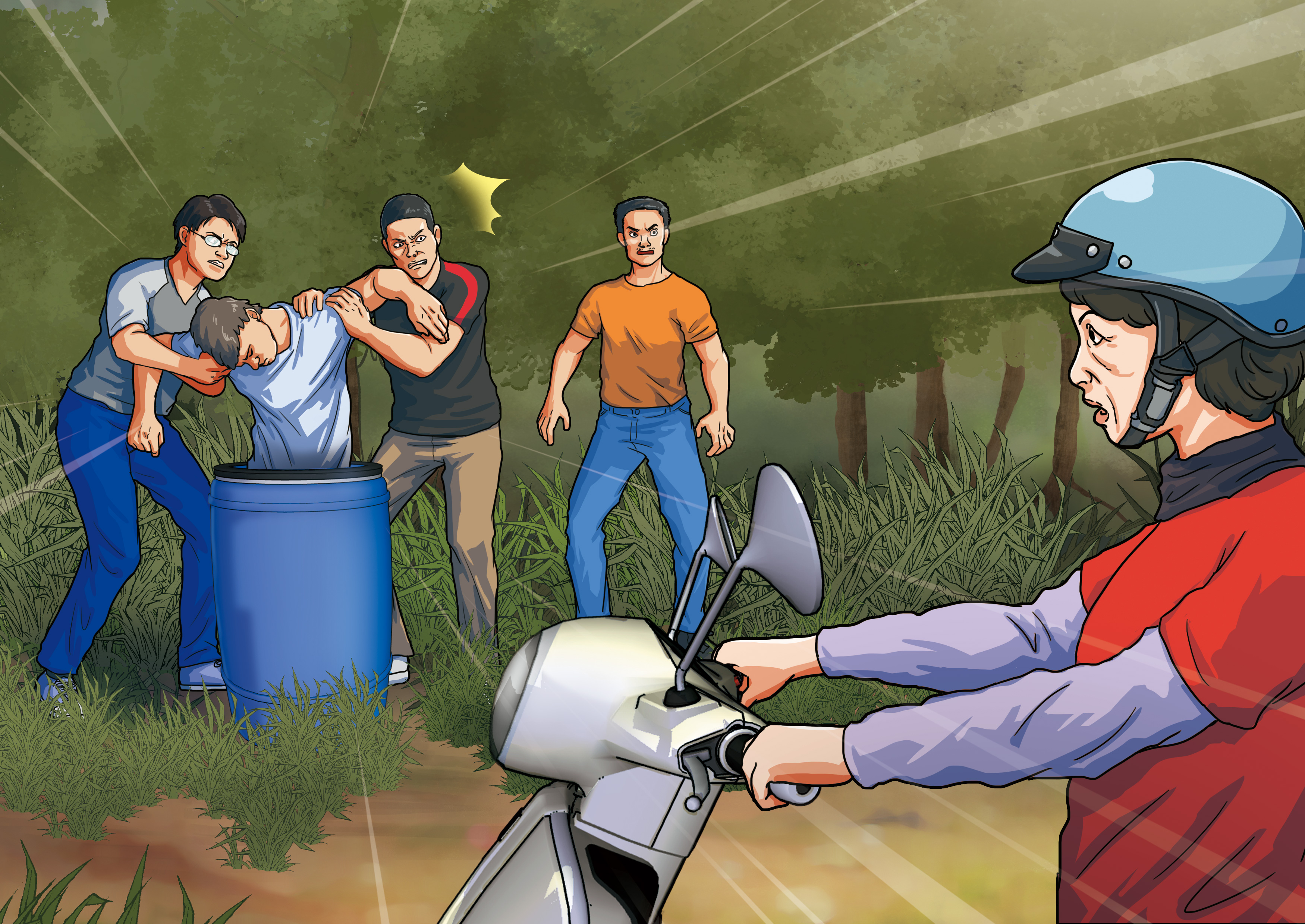 柯姓農婦（右）意外撞見柯世銘等3名凶手殺人後棄屍，慘遭滅口。（示意畫面）