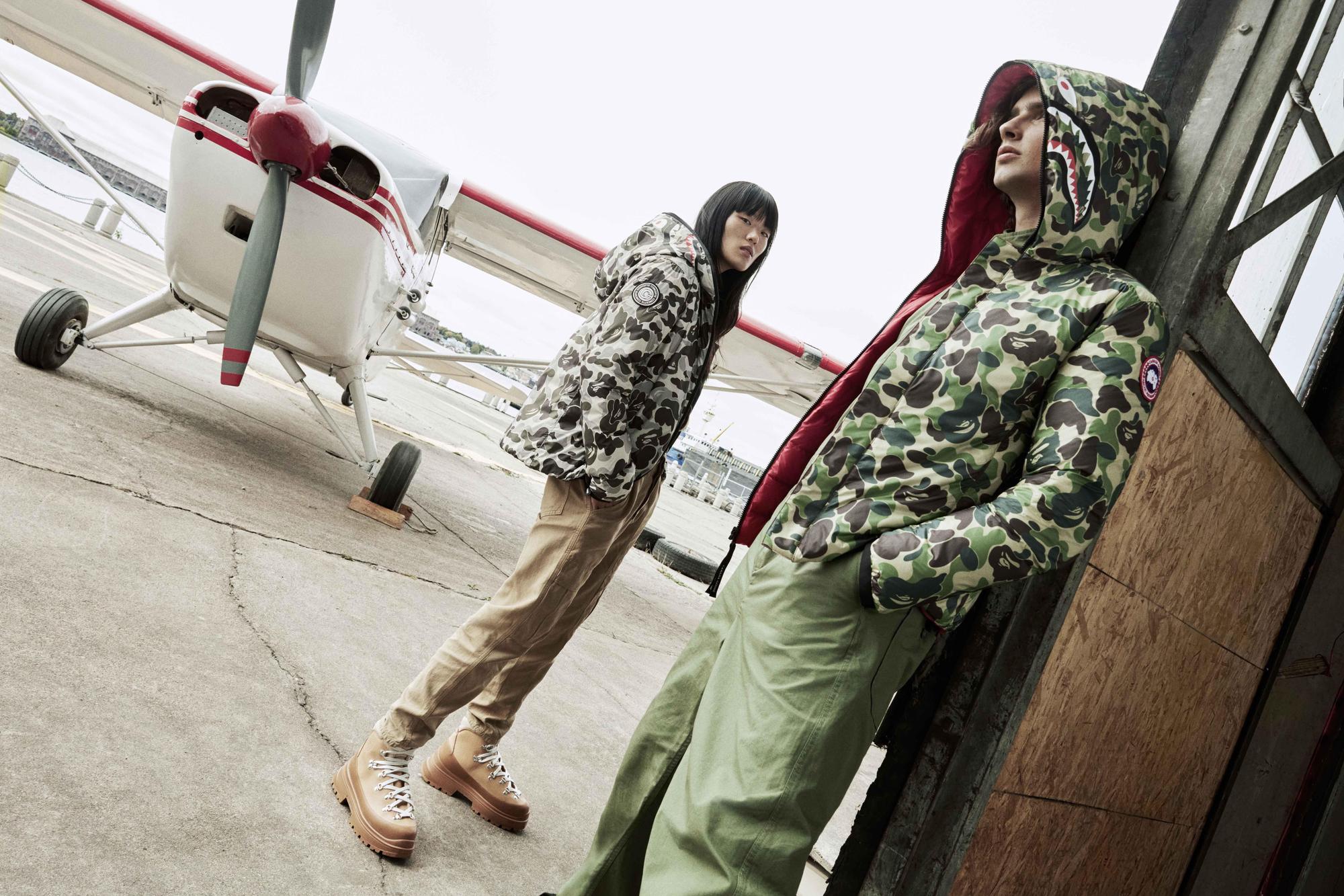 Canada Goose、Concepts 和 BAPE三方聯乘系列將於本週六開始販售。（Canada Goose）
